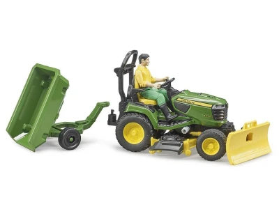 Bruder John Deere traktor kosilica sa vrtlarom i prikolicom