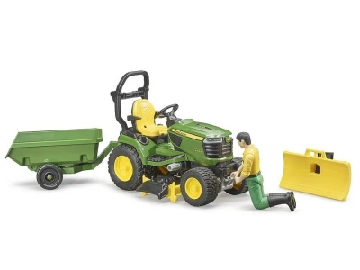 Bruder John Deere traktor kosilica sa vrtlarom i prikolicom
