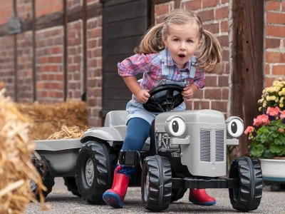 Rolly Toys traktor na pedale Little Grey Fergie sivi s prikolicom