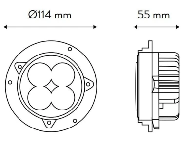 LED radna lampa, 40W, raspršena, okrugla za ugradnju u New Holland
