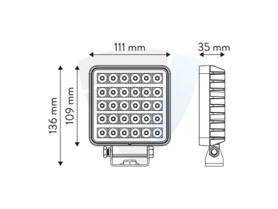Radna lampa 30LED 30 W, raspršeno svjetlo, kvadratna, s prekidačem