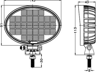 Radna lampa 32LED, 32 W, raspršeno svjetlo, ovalna