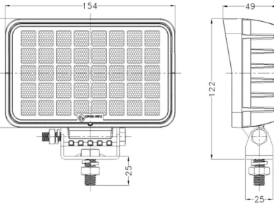 Radna lampa 40 LED, 40 W, raspršena, pravokutna TT.13340