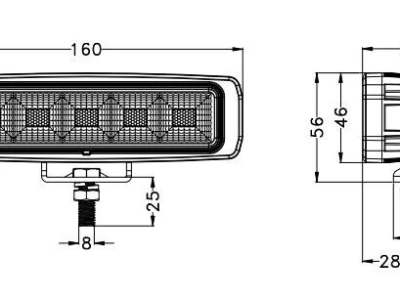 Radna lampa 45 W, raspršena, pravokutna