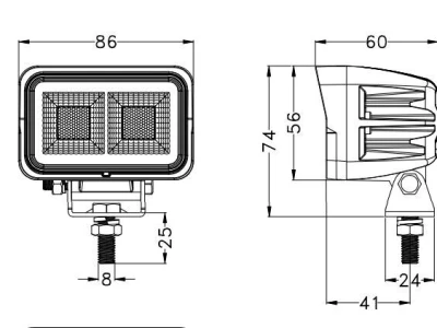 Radna LED lampa 40 W, raspršena, pravokutna