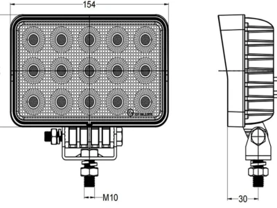 Radna LED lampa, 60 W, raspršena, pravokutna