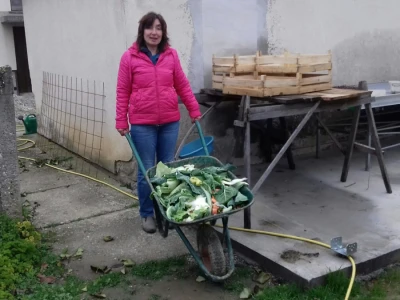 Nakon dolaska s tržnice, Željkica na gospodarstvu čisti gredice i plastenike