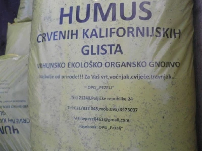 Hunmus crvenih kalifornijskih glista proizveden u OPG Vedran Pezelj