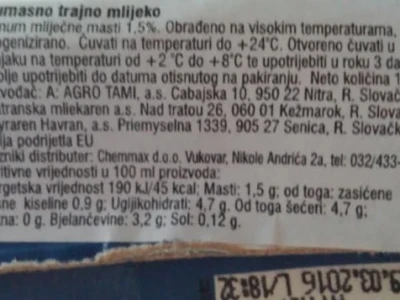 Ovdje ne piše UHT, već sitno i prevedeno