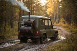 Sergej vozi terenac UAZ na drva!