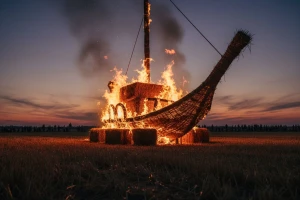 Umjetnici oblikuju slamnate skulpture